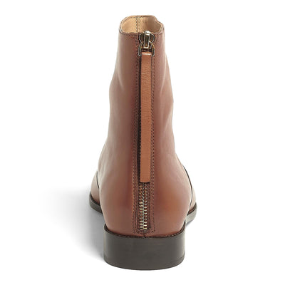 Anthony Veer Martha Ankle Boots for Women | Zip-Up Boots | Contouring Bedded Insoles & Anti-Slip Leather Outsole Tan