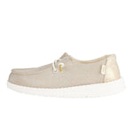 HEYDUDE Girl's Wendy Y Metallic Sparkle Gold Size 3 | Youth's Shoes | Youth Slip-on Loafers | Comfortable & Light-Weight