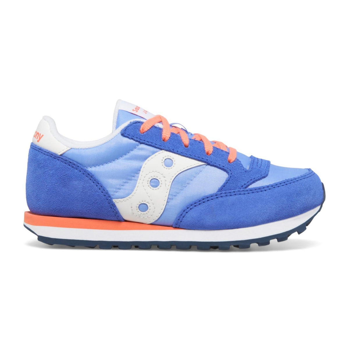 Saucony Jazz Original (Little Big Kid) Sneaker, Blue/Coral, 2 US Unisex