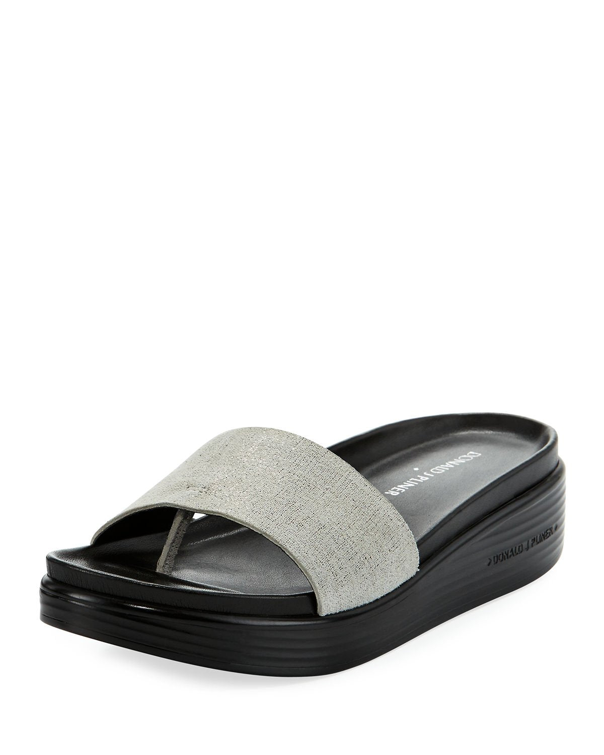 Donald J Pliner Women's Fiji Distressed Metallic Slide Sandal, Pewter, Sz- 6.5b / 36.5eu