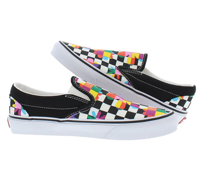 Vans Classic Slip On Floral Checkerboard Sneakers 8.5 Women/7 Men Black True/White