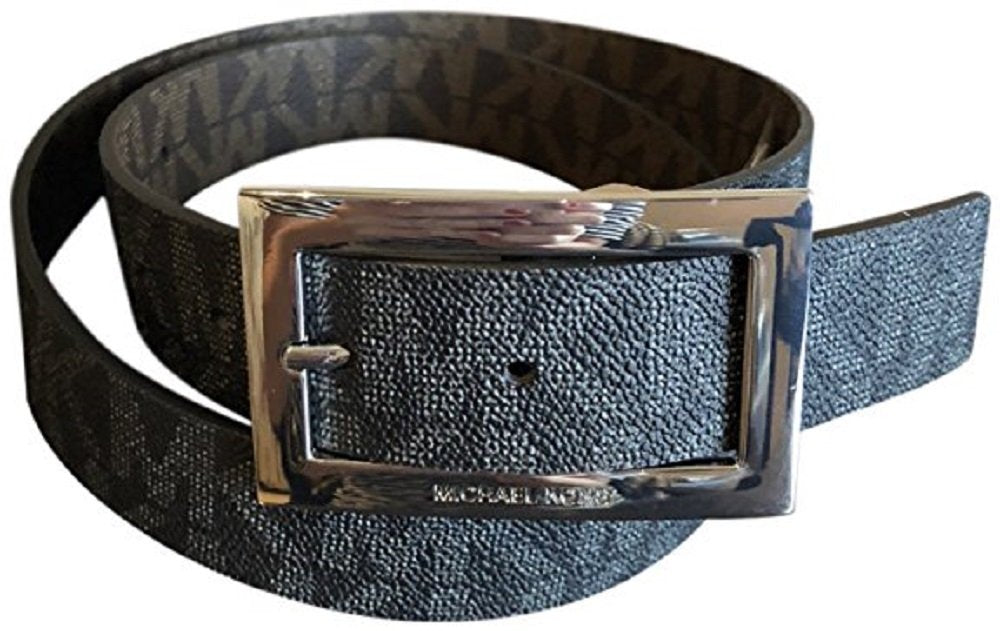 Michael Kors Women's Rectangle Buckle Reversible Black Brown Logo Belt, Extra Large