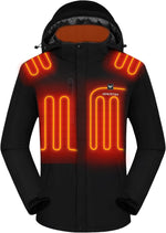 Venustas Men's Heated Jacket with Battery pack 7.4V, Windproof Electric Insulated Coat with Detachable Hood Small Black