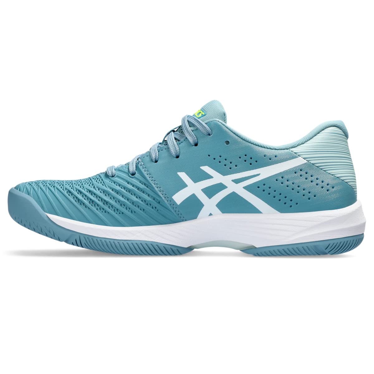 ASICS Women's Solution Swift FlyteFoam Tennis Shoes, 9, GRIS Blue/White