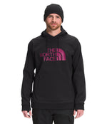 THE NORTH FACE Men's Tekno Logo Water-Repellent Fleece Hoodie, TNF Black/Roxbury Pink, X-Small Regular
