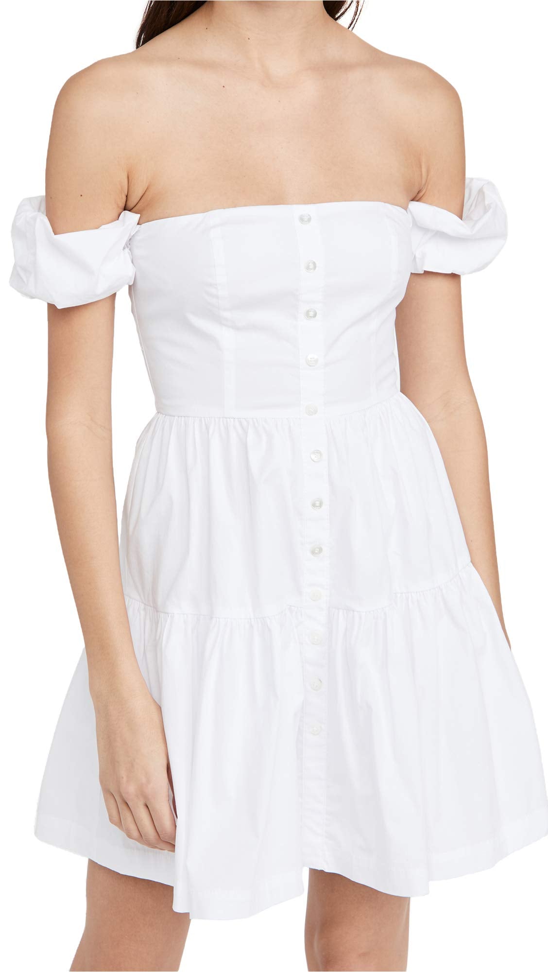 STAUD Women's Mini Elio Dress, White, 2