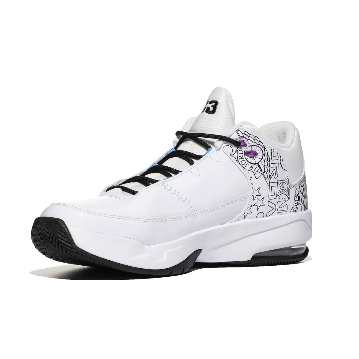 Jordan Girl's Max Aura 3 DIY (Big Kid) White/Black/Hyper Violet/University Blue 5 Big Kid M