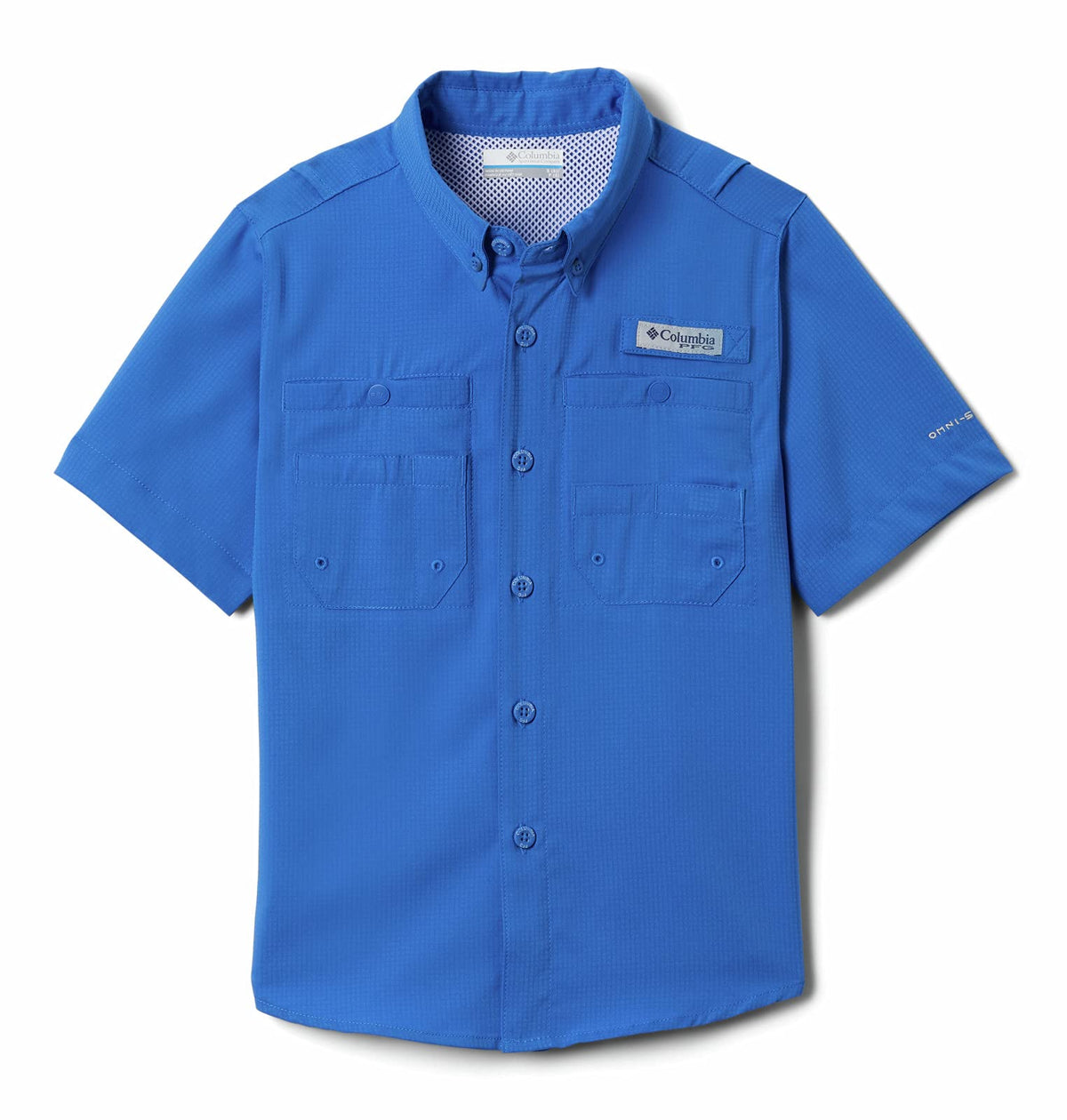 Columbia Youth Boys PFG Tamiami Short Sleeve Sun Protection Shirt, Vivid Blue, XX-Small