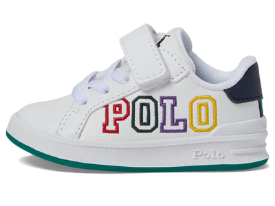 POLO RALPH LAUREN Baby Boy's Heritage Court II Graphic PS (Toddler) White Smooth/Navy/Green/Polo 6 Toddler M