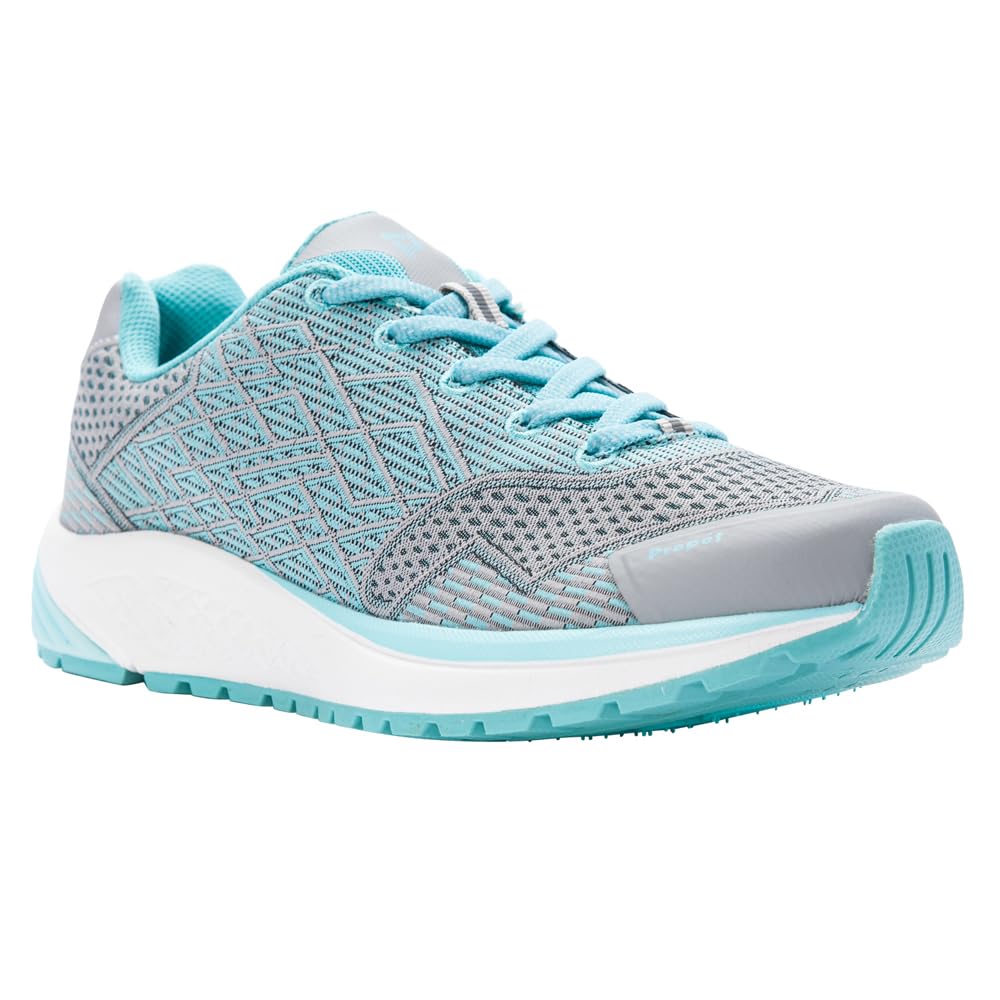 Propét Women's One Running Shoe, Grey/Mint, 10H W US