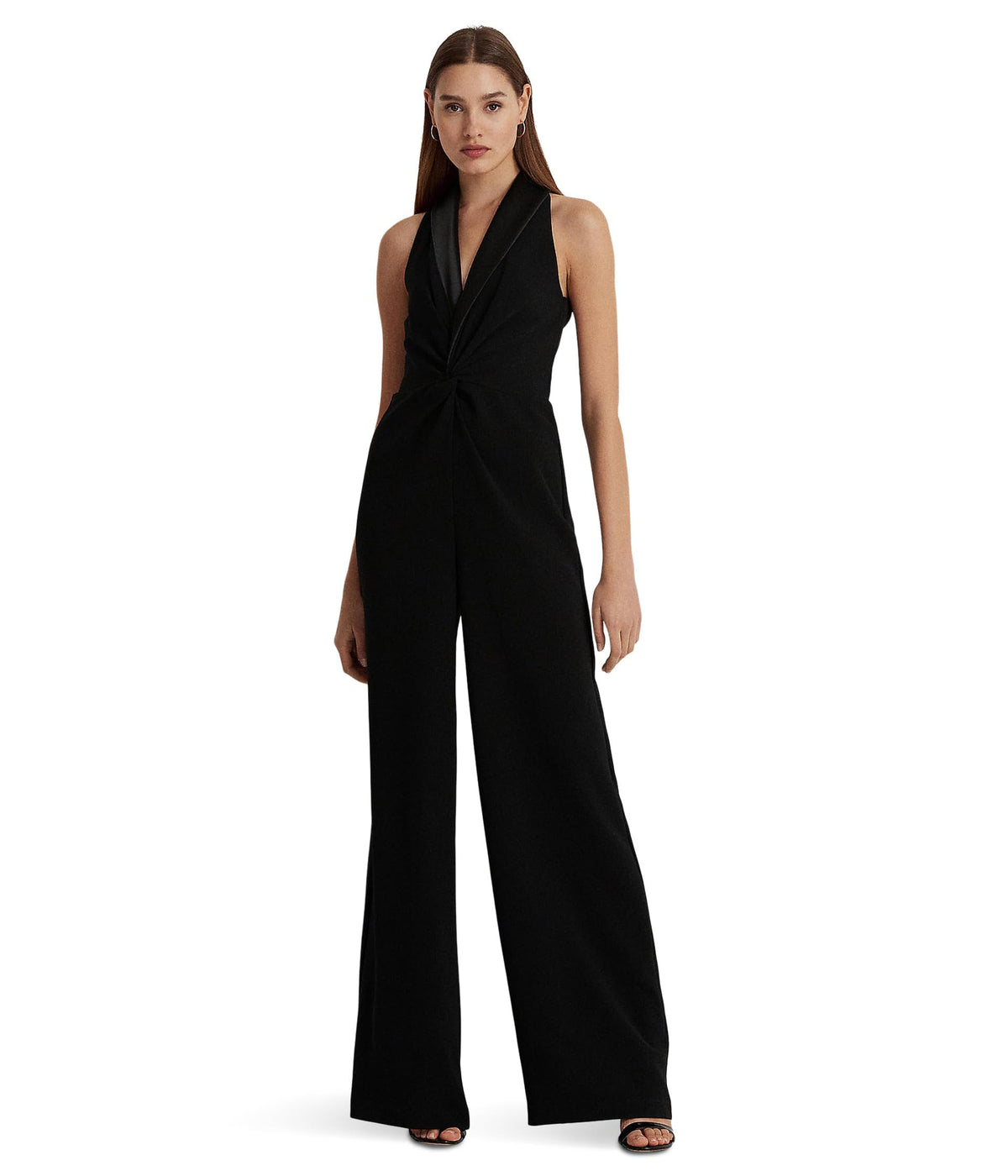 Lauren Ralph Lauren Dress Women's Satin-Trim Crepe Sleeveless Jumpsuit, Black