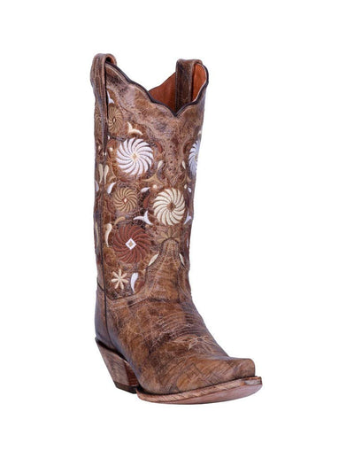 Dan Post Women's Pinwheel Western Boot Snip Toe Tan 8.5 M