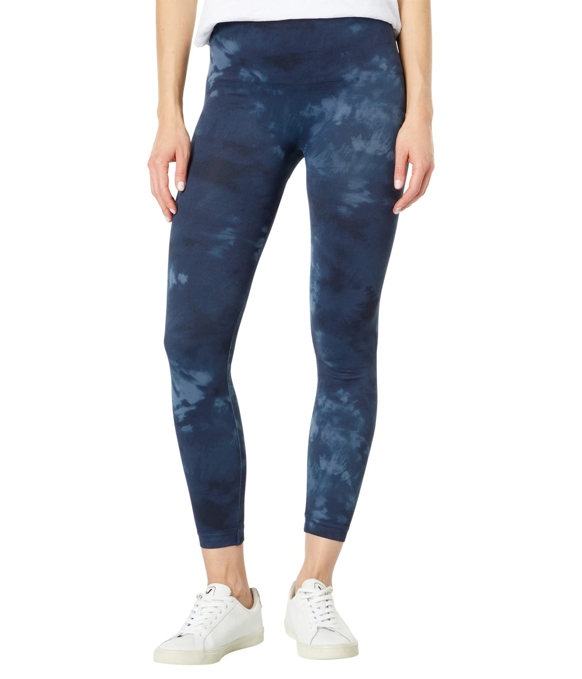 SPANX Seamless Leggings for Women Tummy Control Deep Blue Tie-Dye XS One Size