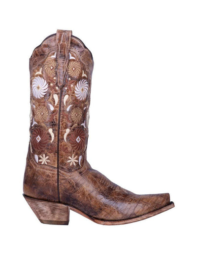 Dan Post Women's Pinwheel Western Boot Snip Toe Tan 8.5 M