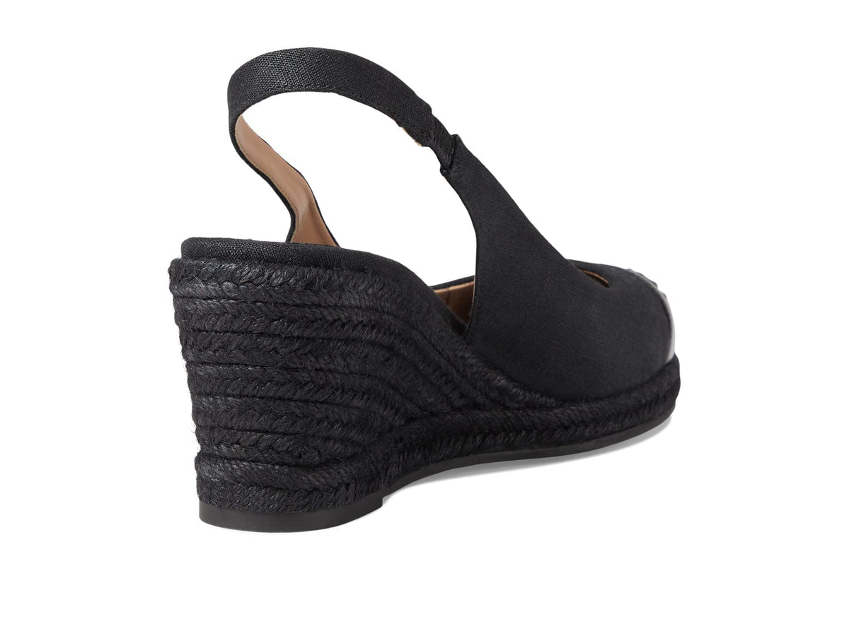Cole Haan Cloudfeel Espadrille Wedge Slingback 80 mm Black Linen 9.5 B (M)