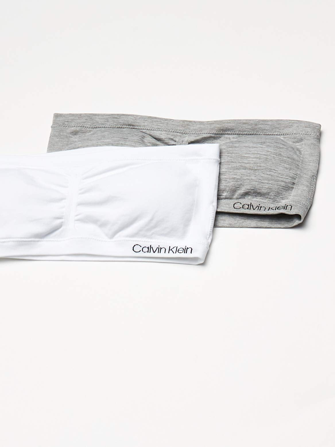Calvin Klein Girls' Bandeau Bra, White/Heather Grey-2 Pack, Medium