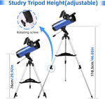 Telescope for Beginners, 114mm Aperture 500mm AZ Mount Astronomical Reflector Telescope Adjustable (29.9-46.6in) Portable Travel Telescopes with Phone Adapter