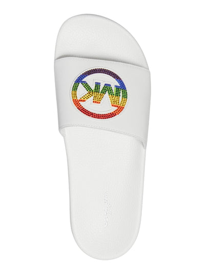 Michael Kors Jake Slides for Men – Ideal for Leisure and Walking - Synthetic Construction – Open Toe Optic White Multi 10 M