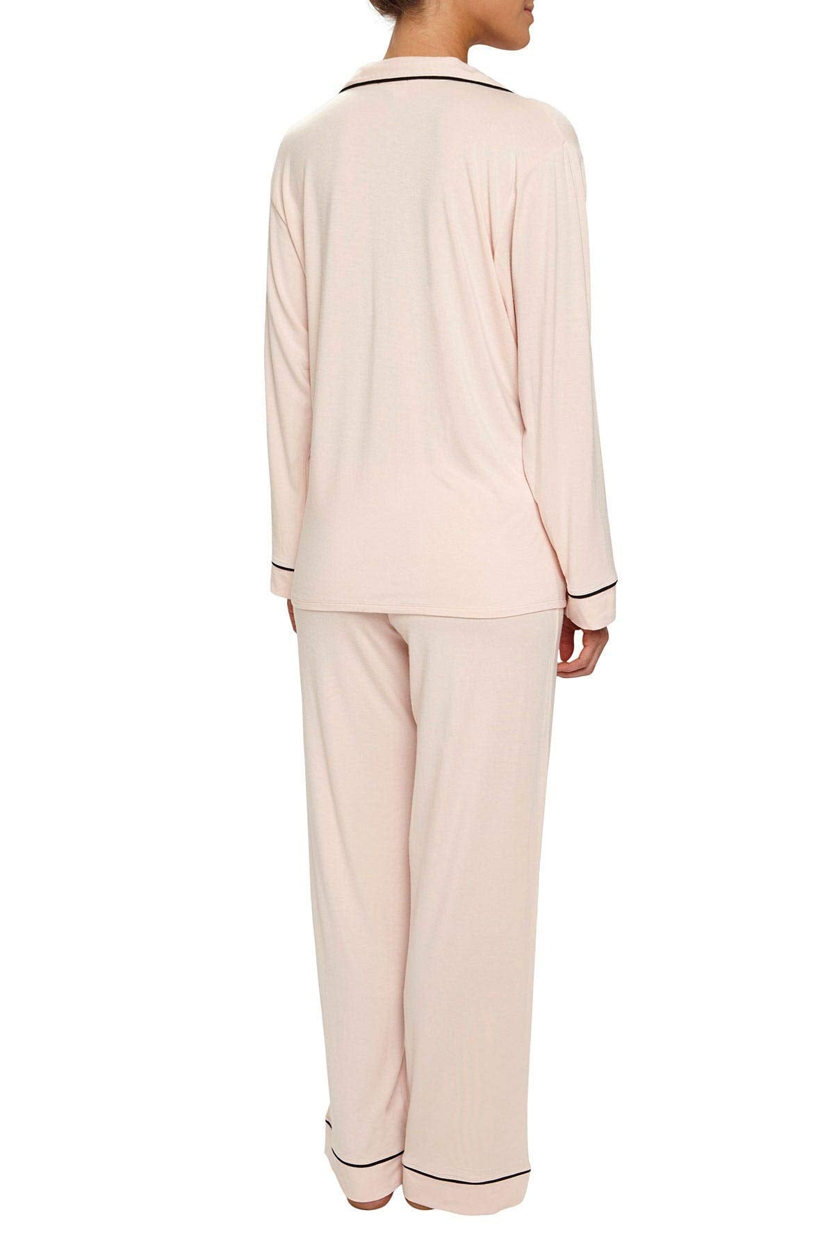 Eberjey Gisele Long PJ Set, Sorbet Pink/Black, Small