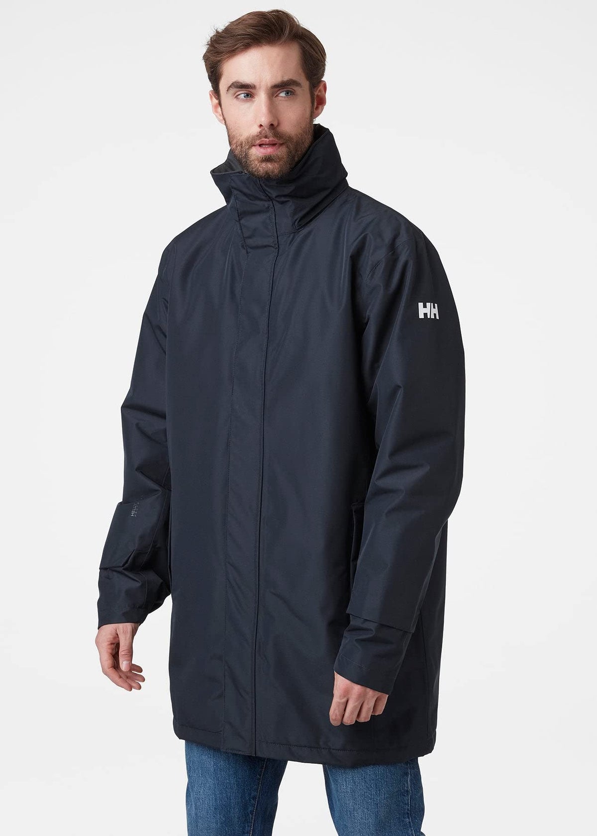 Helly Hansen Mens Dubliner Waterproof Breathable Insulated Long Hooded Jacket, 597 Navy, XX-Large