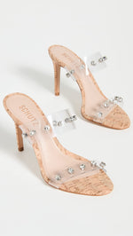 SCHUTZ Womens Ariella Leather Strappy Pumps 5 Transparente