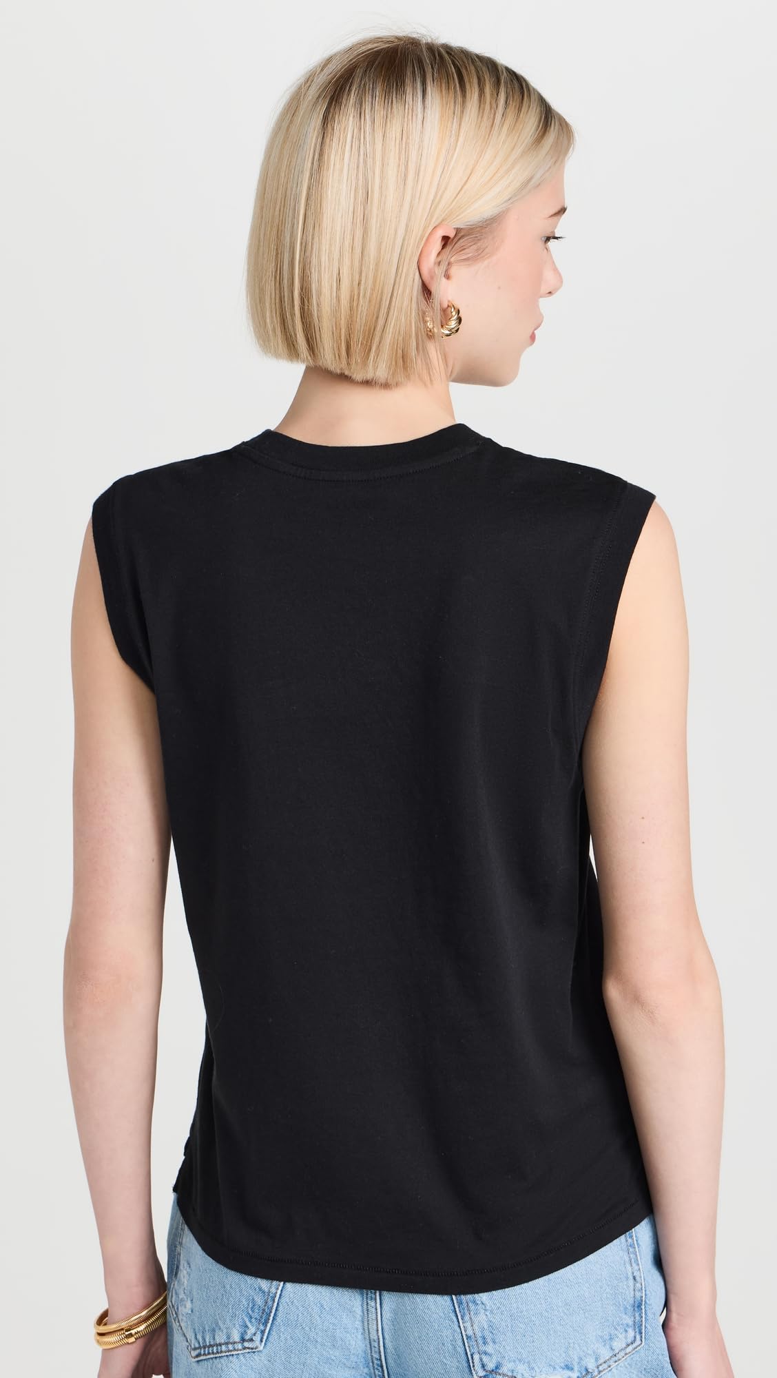 FRAME Women's Muscle Crew Tank, Black, XXS