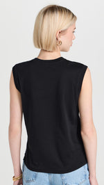 FRAME Women's Muscle Crew Tank, Black, XXS