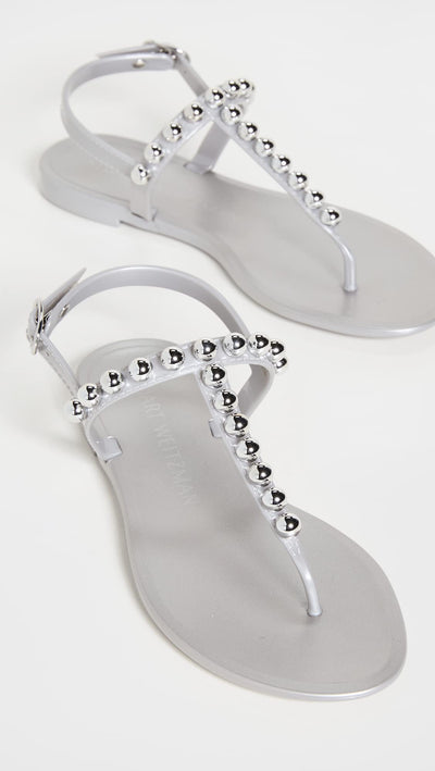 Stuart Weitzman Women's Goldie Jelly, Silver Tonal, 9 Medium US