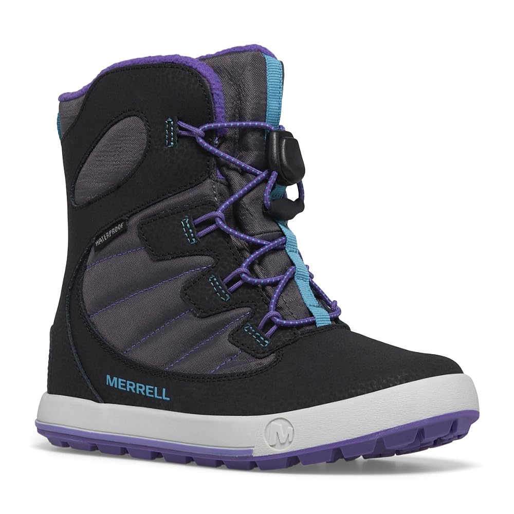 Merrell Snow Bank 4.0 Waterproof Boot, Black/Purple/Turq, 13 US Unisex Big Kid