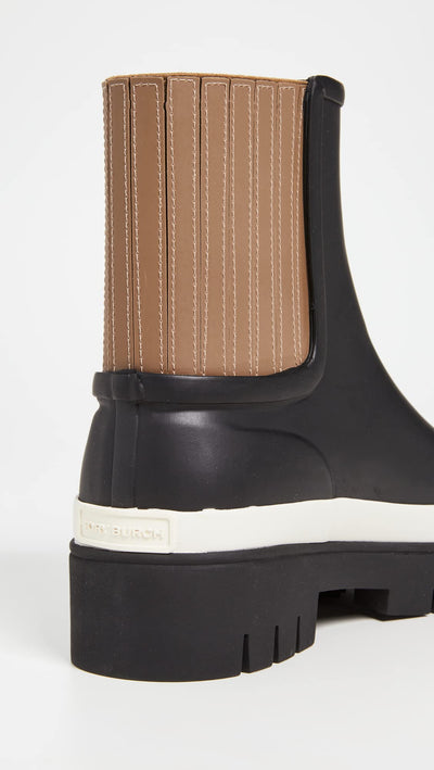 Tory Burch Women's Foul Weather Boots, Perfect Black/Olive, 5 Medium US