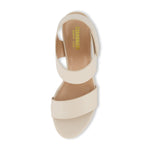 CUSHIONAIRE Women's Talent cut out heel sandal +Memory Foam and Wide Widths Available, Cream 6.5 W