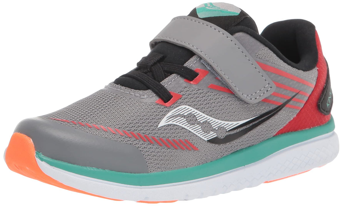 Saucony Kinvara 12 JR Running Shoe, Grey/Orange, 4.5 US Unisex Little Kid