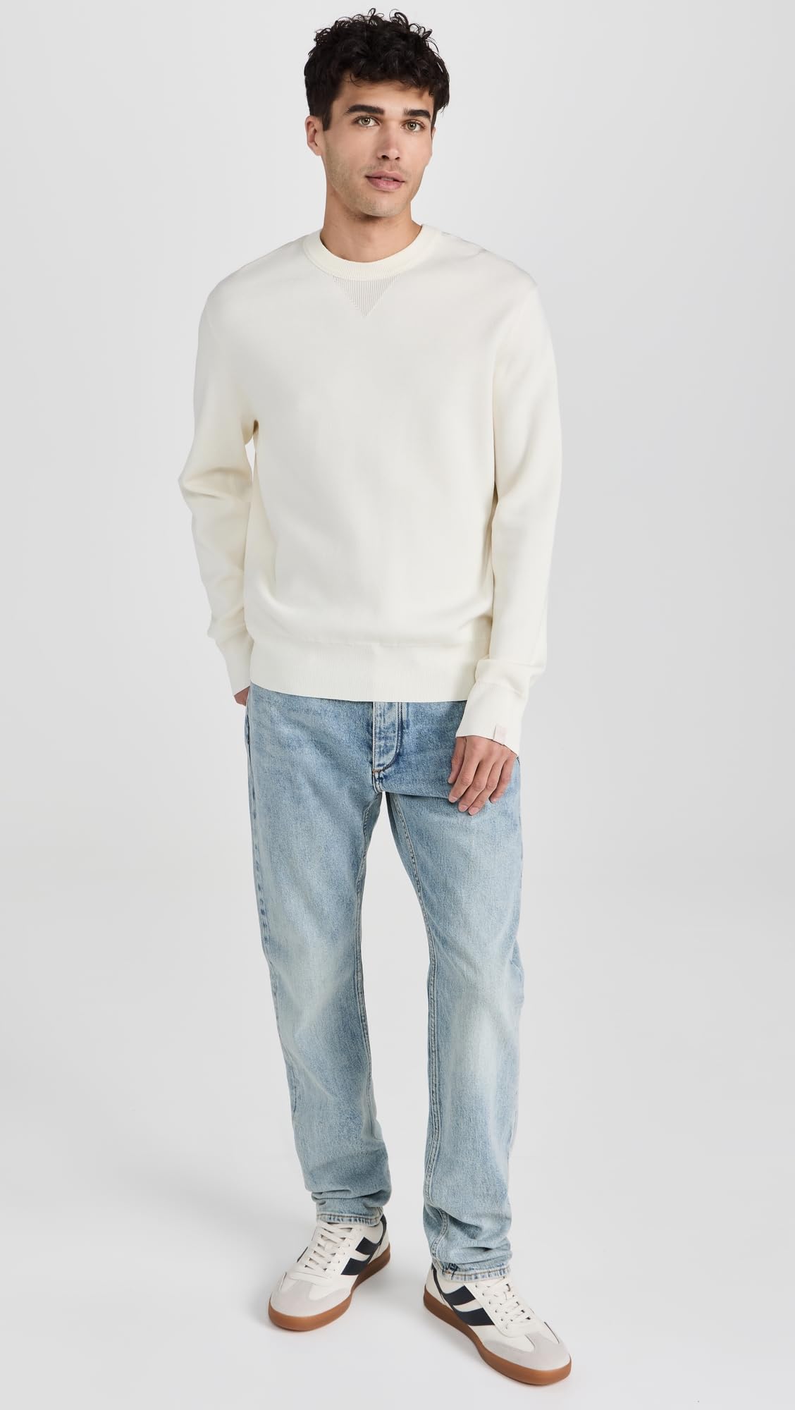 rag & bone Men's Viscose York Crew Sweater, Vanilla, Off White, White, L