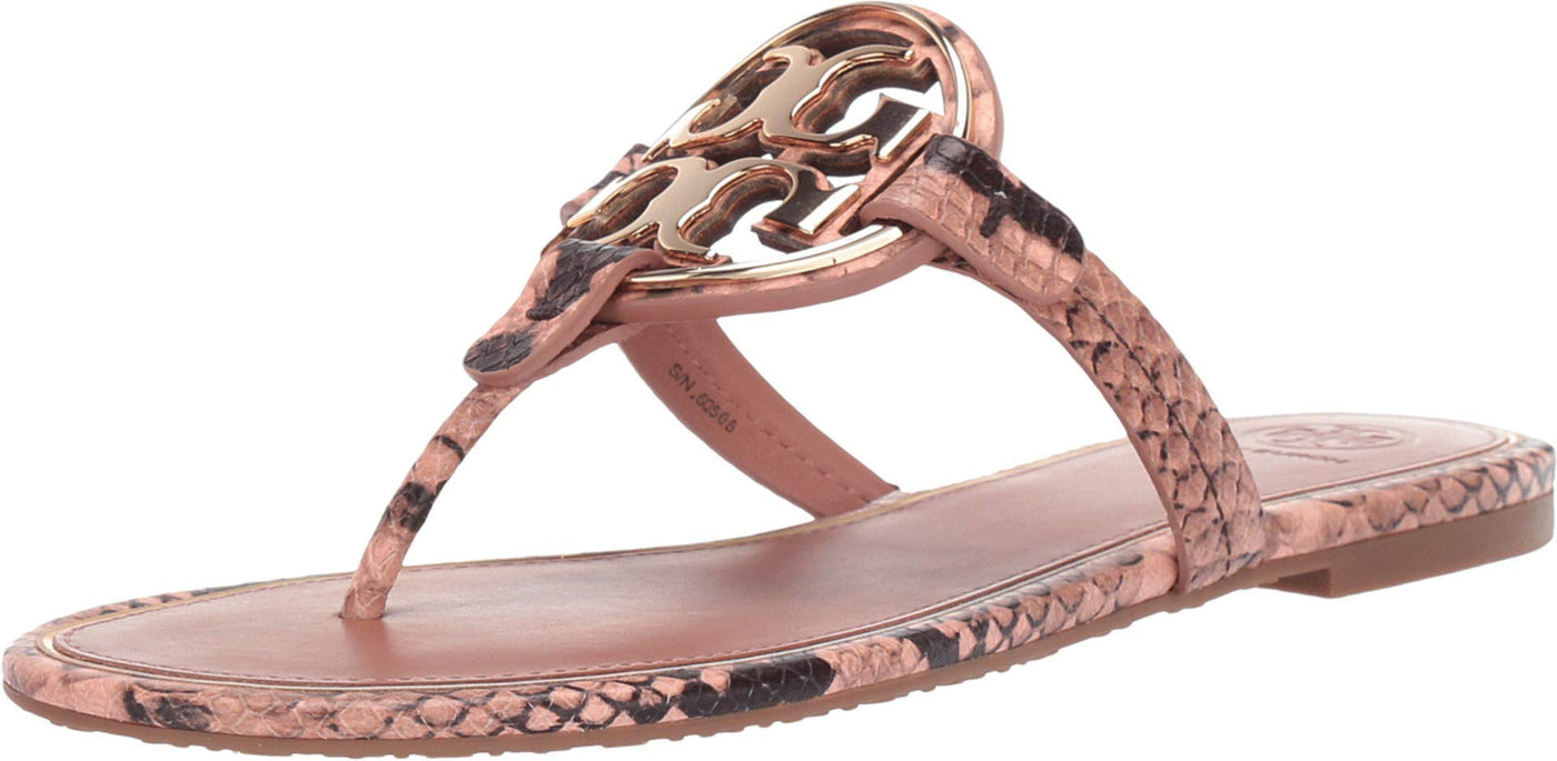 Tory Burch Women's Blush Roccia Metal Miller Logo Thongs Flats Shoes (7 M US)