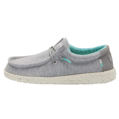 Hey Dude Boy's Wally Youth Stretch Grey Size 5 | Boy’s Shoes | Boy's Lace Up Loafers | Comfortable & Light-Weight
