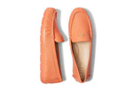 Coach® Marley Driver Women Loafers – Pebbled Leather Upper – Cushioned Footbed – Synthetic Lining – Gold Tone Orange 7.5 B - Medium