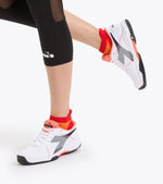 Diadora Trofeo W All Ground Pickleball Tennis Shoes (White/Black/Vermillion) (6.5)