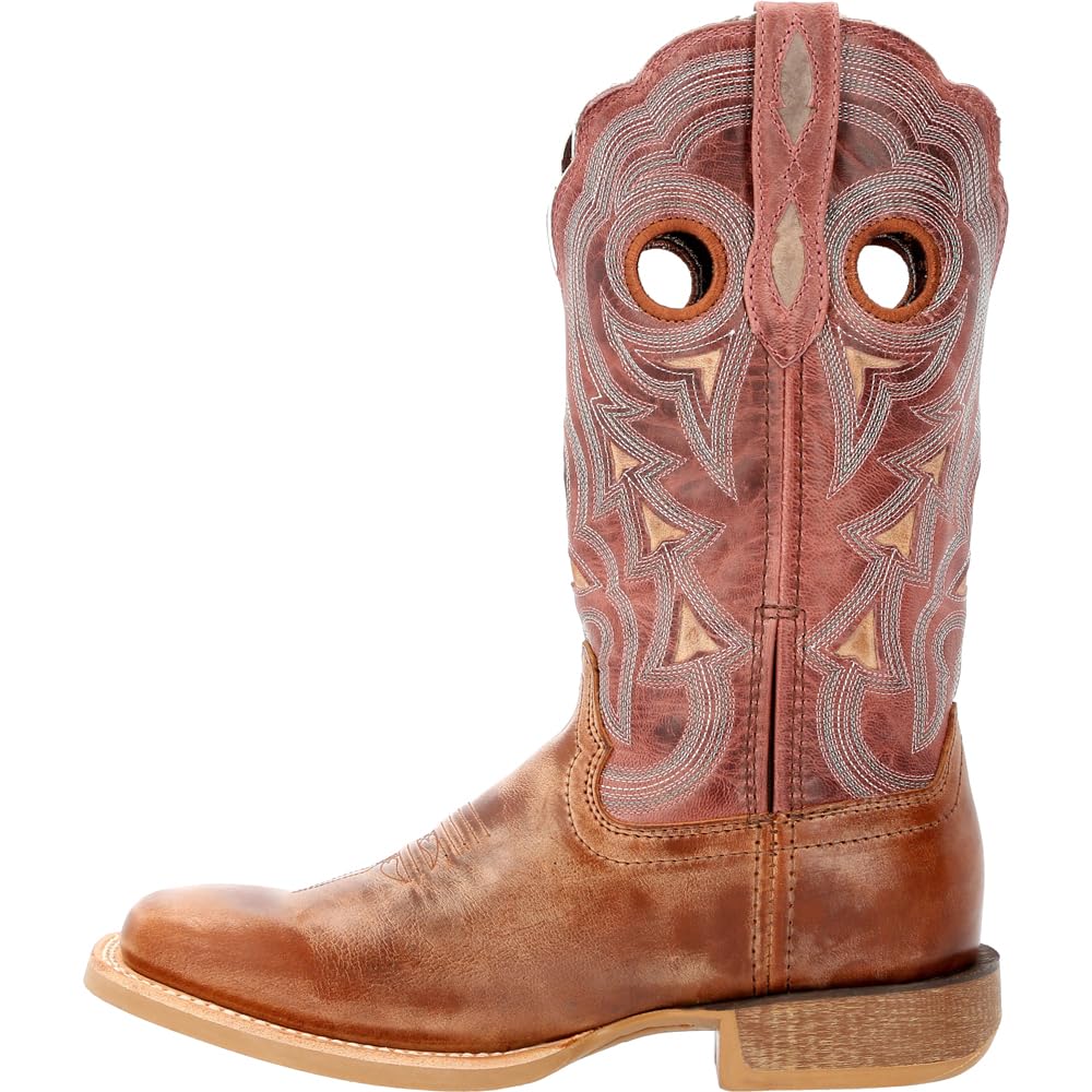 Durango® Lady Rebel Pro™ Women's Burnished Rose Western Boot, Dusty Brown Sky Blue, Size 8(M)