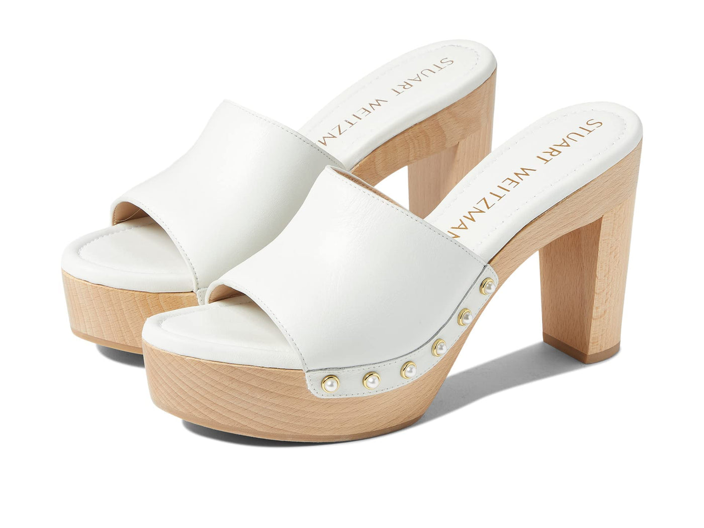 Stuart Weitzman Pearl Clog 85 Sandal White 7 B