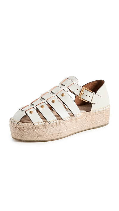 Tory Burch Women's Fisherman Flatform Espadrilles, New Ivory, Off White, 7 Medium US
