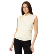 Elliott Lauren Top Notch Draped Sleeveless Top w/Zipper Detail X-Large Cream