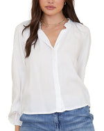 bella dahl Long Sleeve Shirred Raglan Shirt White LG