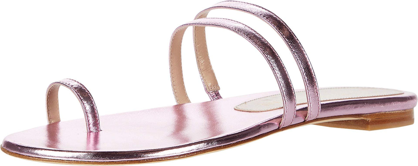 Stuart Weitzman Leonita Slide India Pink Metallic Nappa 8.5