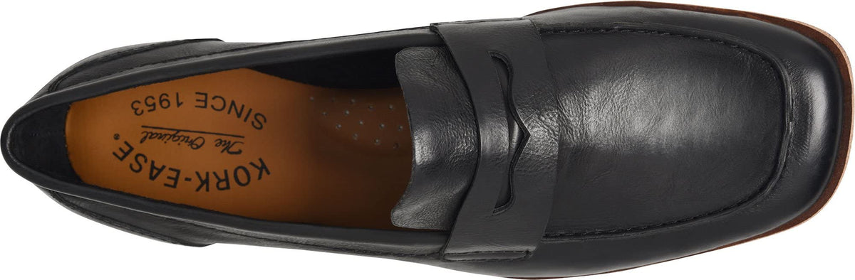 KORK-EASE Pisa Women's Leather Penny Loafer - Classic Icon Redesigned with Modern Square Toe and Premium Comfort 9.5 Black