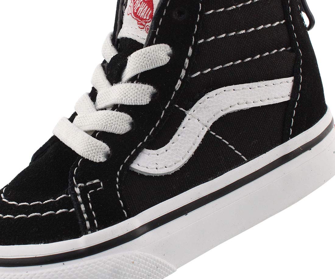 Vans Kids Sk8-Hi Zip (Infant/Toddler) Sneaker, Black/White, 7 US Unisex