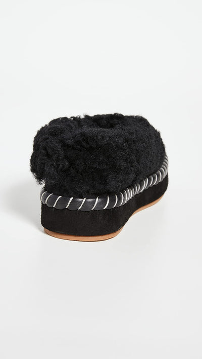 Tory Burch Women's Shearling Slippers, Perfect Black/Perfect Black, 10 Medium US
