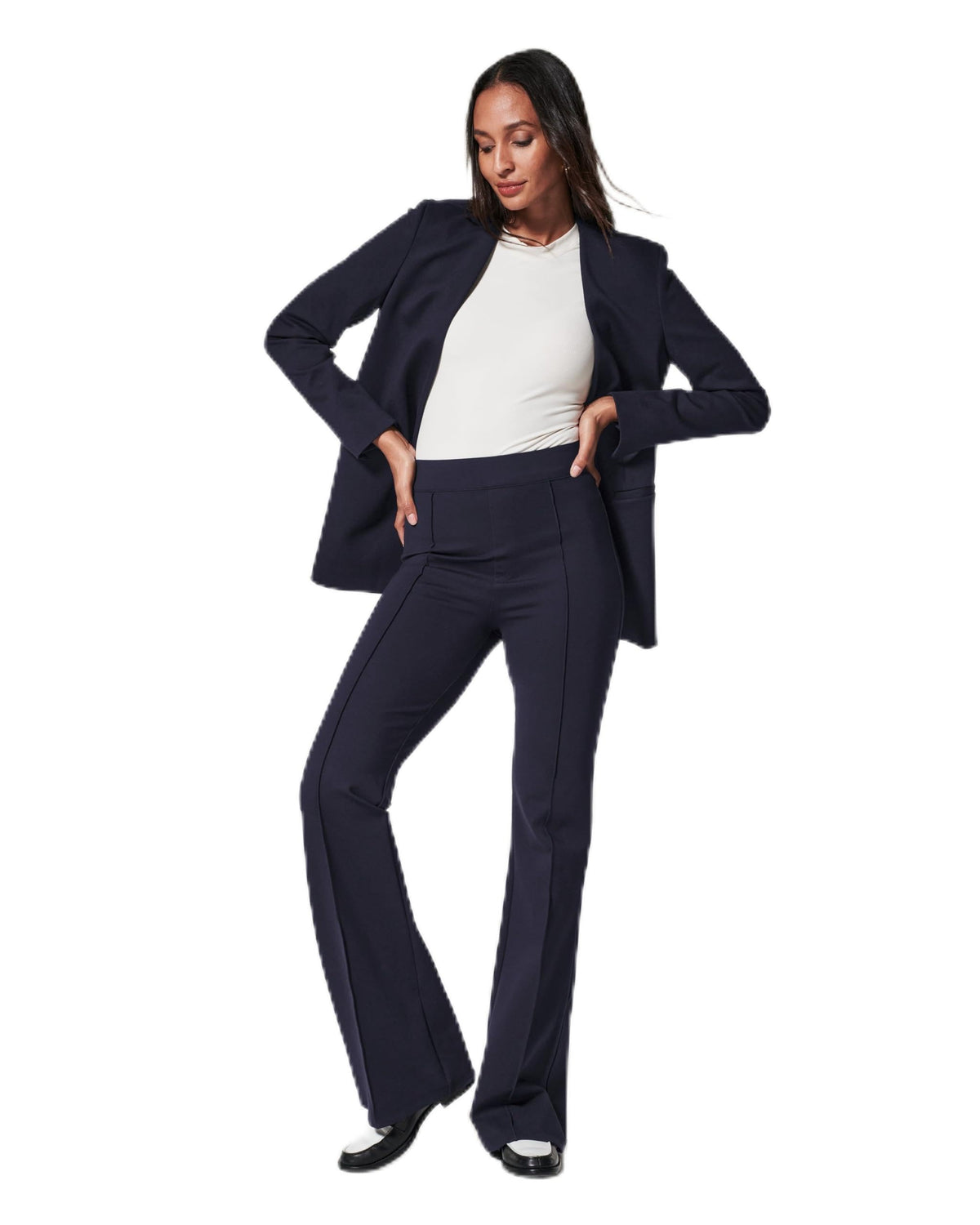 SPANX The Perfect Black Pant, Hi-Rise Flare Large Classic Navy