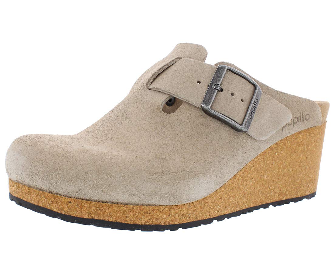 Birkenstock Womens Fanny Clog, Taupe Suede, 5-5.5 Narrow