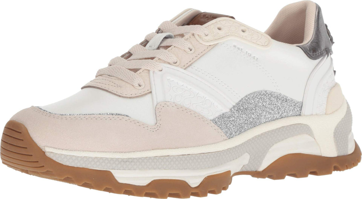 COACH C143 Runner with Glitter White/Chalk Leather/Suede 9 M