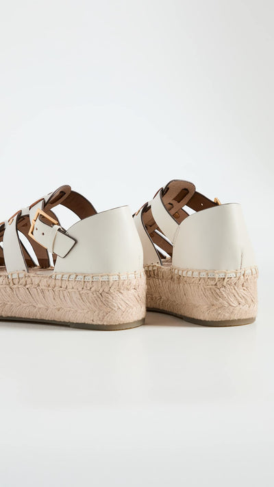 Tory Burch Women's Fisherman Flatform Espadrilles, New Ivory, Off White, 7 Medium US